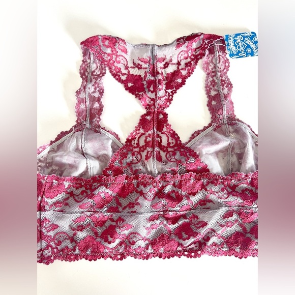Intimately Free People Cloud & Ruby Combo Lace Racerback Bralette Size Medium - Picture 5 of 8